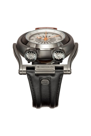 Montre automatique en cuir de veau - Noir et gris