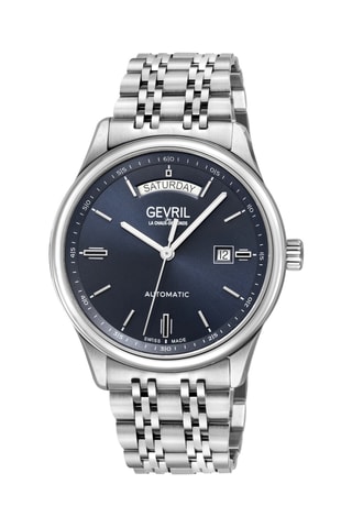 Montre automatique en acier - Argenté et bleu marine