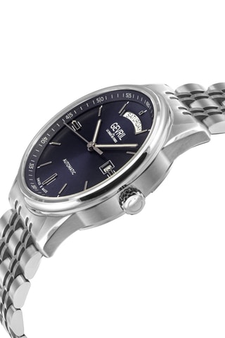 Montre automatique en acier - Argenté et bleu marine
