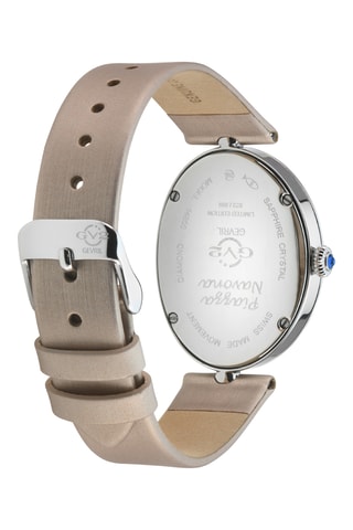 Montre à quartz en cuir et diamants - Beige et argenté