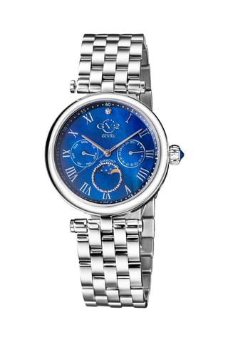Montre à quartz en acier, nacre et diamant Florence - Compteur phases de lune