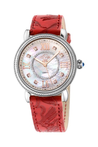 Montre à quartz en cuir et diamants Marsala