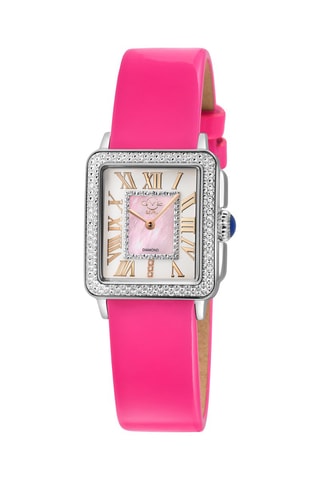 Montre à quartz en cuir sertie de diamants Padova - Rose et argenté