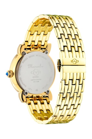 Montre à quartz en plaqué ion or jaune, nacre et diamants