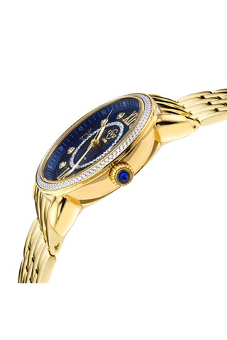 Montre à quartz en plaqué ion or jaune, nacre et diamants