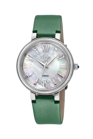 Montre à quartz en cuir, nacre et diamants Genoa