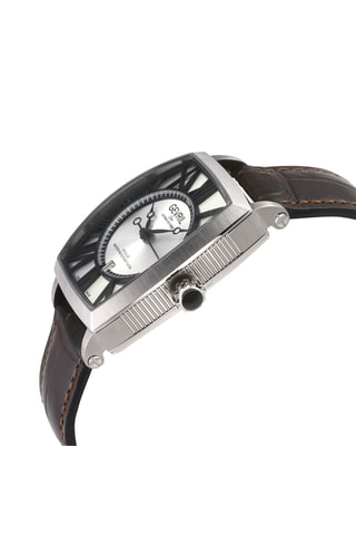 Montre automatique en cuir - Marron et argenté