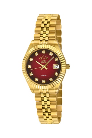 Montre à quartz en acier - Doré et rouge