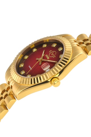 Montre à quartz en acier - Doré et rouge