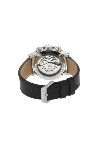 Montre automatique en cuir Flat Iron ETA 7750 - Tachymètre et chronographe - Noir et argenté