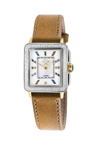 Montre à quartz en cuir, acier et diamants Padova
