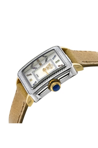 Montre à quartz en cuir, acier et diamants Padova