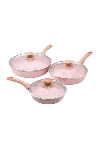 3 poêles avec couvercles StoneRose - 20/24/28 cm - 1,16 l/2,36 l/3,36 l