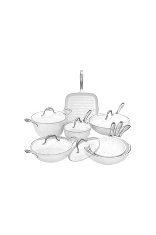 Batterie de cuisine en granit et quartz blanc StoneWhite - 13 pièces
