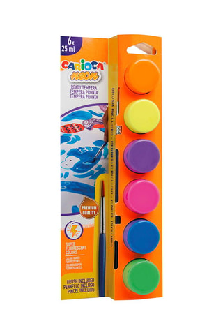 6 pots de peinture néon avec pinceau - 6 x 25 ml