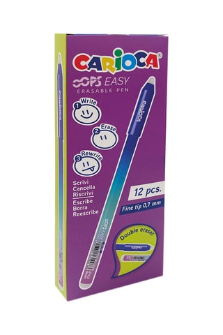 12 stylos effaçables à encre thermosensible Oops Easy - Encre bleue