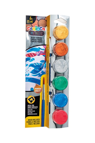6 pots de peinture métallique avec pinceau - 6 x 25 ml
