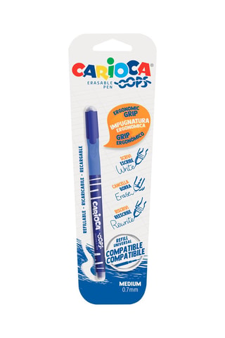 Stylo effaçable et rechargeable Oops - Bleu