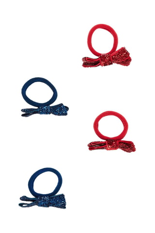 Pack de 4 gomas para el pelo con lazos brillantes para niña - Azul