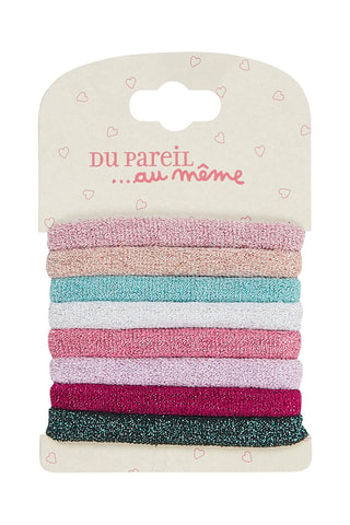 8 gomas para el pelo con brillo para niña - Rosa