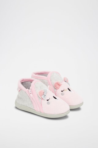 Patucos tipo botín con estampado de koala - Gris y rosa