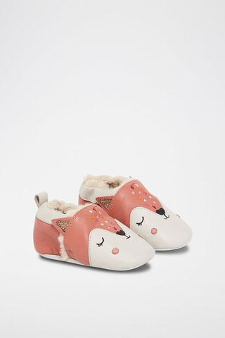 Chaussons fourrés en cuir - Rose