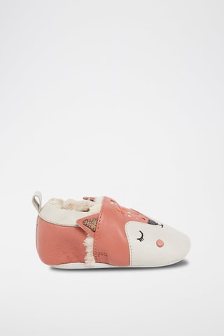 Chaussons fourrés en cuir - Rose