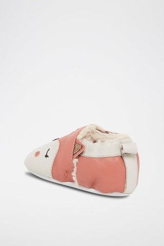 Chaussons fourrés en cuir - Rose