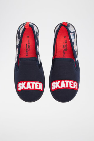 Patucos con estampado de skate y texto - Azul