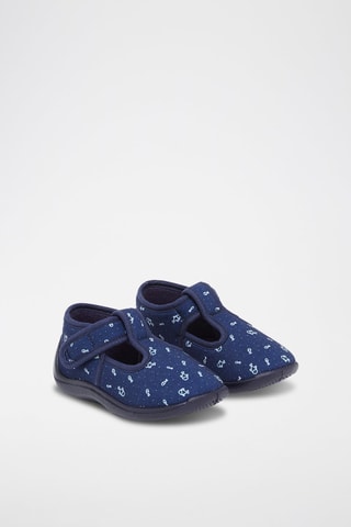 Patucos estilo merceditas con estampado de peces - Azul