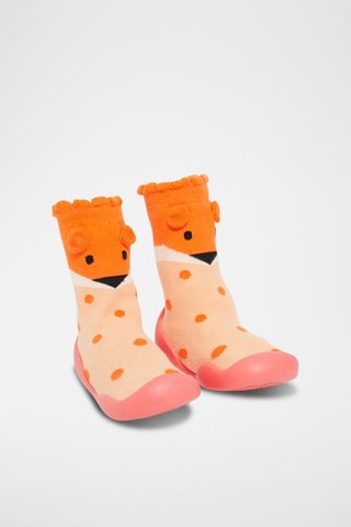 Patucos estilo calcetín con estampado de lunares - Naranja