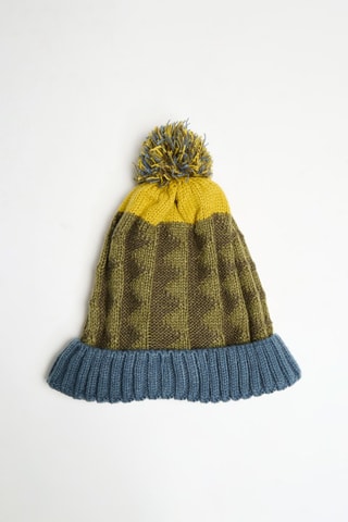 Gorro con borla de lana - Caqui y amarillo