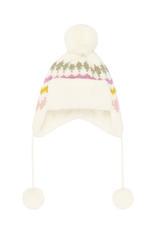 Chapka con estampado gráfico brillante - Beige