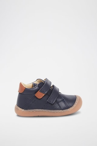Botines de piel lisa - Azul marino