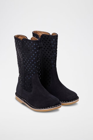 Botas de piel de serraje - Azul marino
