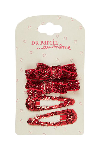 Pack de 4 horquillas brillantes para niña - Rojo