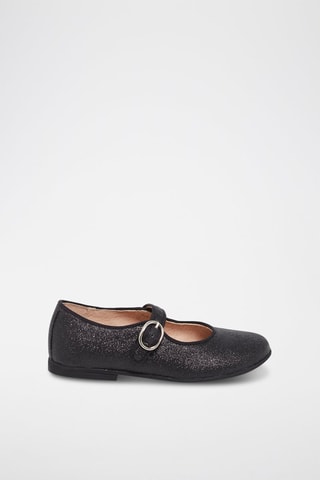 Babies con tira con hebilla y con brillo - Negro
