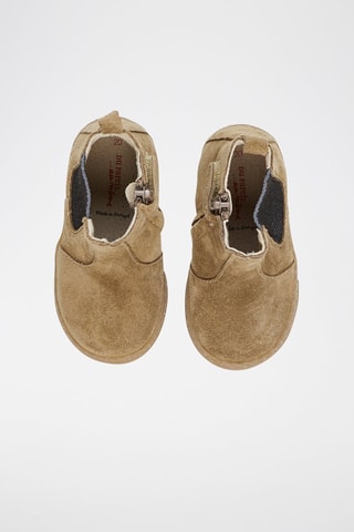 Botas Chelsea de piel de serraje - Topo