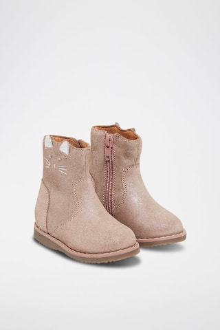 Botines de piel de serraje - Rosa claro