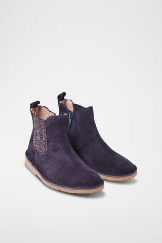 Botines de piel de serraje - Azul marino