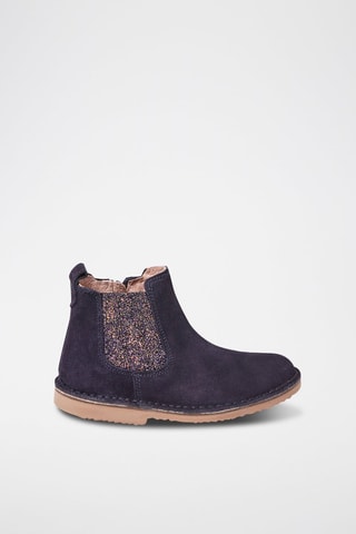 Botines de piel de serraje - Azul marino