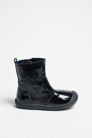 Bottines fourrées en cuir verni - Bleu marine