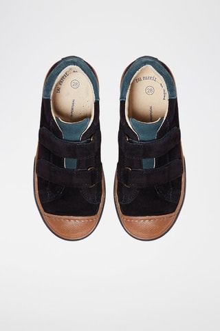 Zapatillas de piel de serraje nobuk - Azul marino