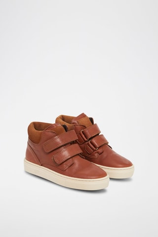 Zapatillas altas de piel lisa - Camel