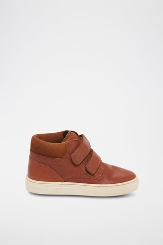 Zapatillas altas de piel lisa - Camel