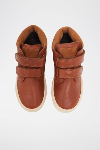 Zapatillas altas de piel lisa - Camel