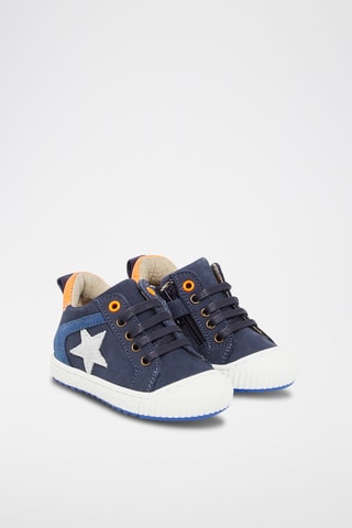 Zapatillas altas de piel - Azul marino