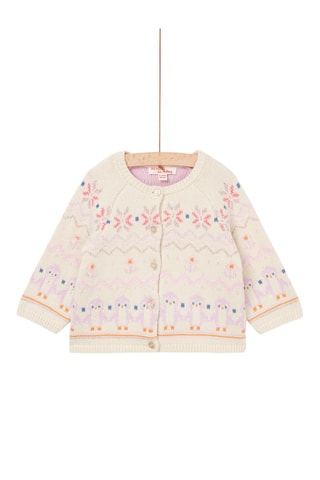 Cárdigan de punto jacquard - Beige