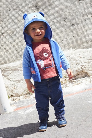 Cárdigan con estampado de coches y cara de animal para bebé niño - Azul