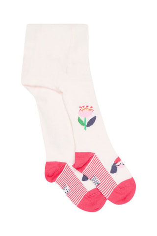 leotardos con estampado de flores, rayas y fantasía - Beige
